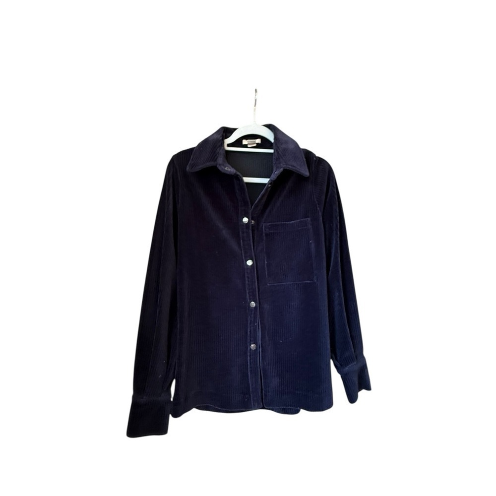 H&M Women's Button-Down Corduroy Shirt - Dark Navy - Picture 7 of 7